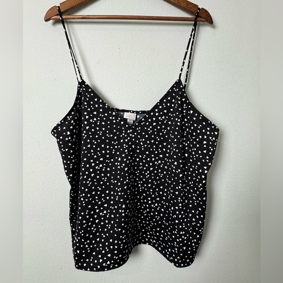 A New Day Black and White Camisole with Heart Polka Dots Size XL - Picture 1 of 5